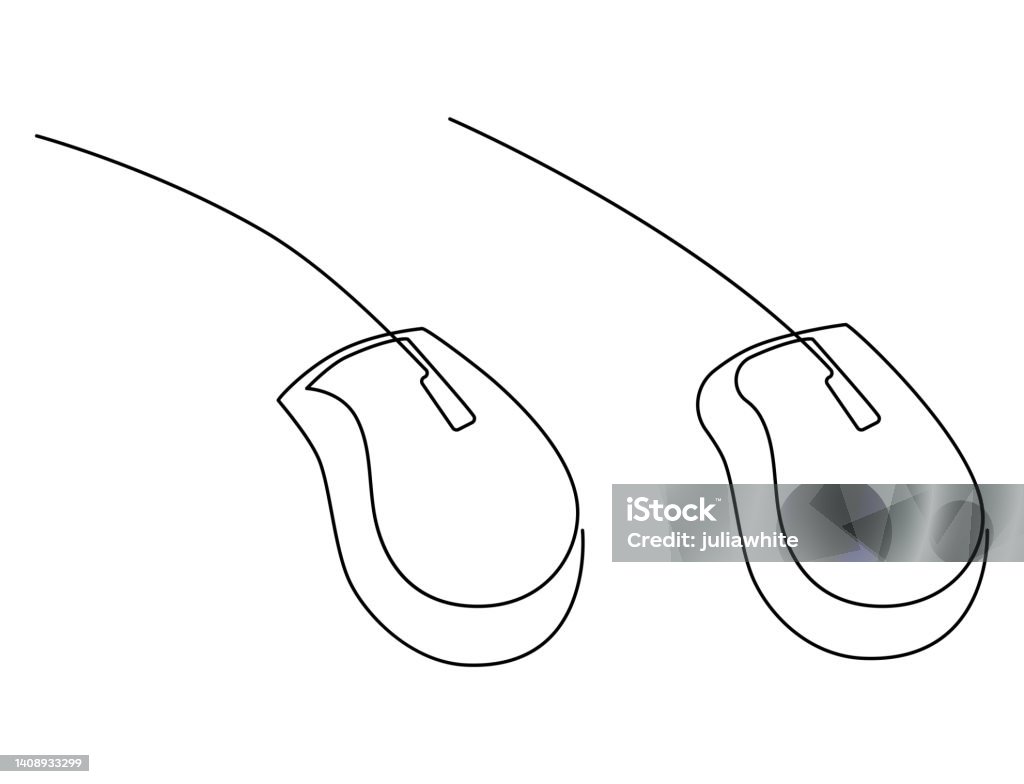 Object Line Drawing Computer Mouse Computer Mouse Set Office Computer Equipment Vector Illustration ...