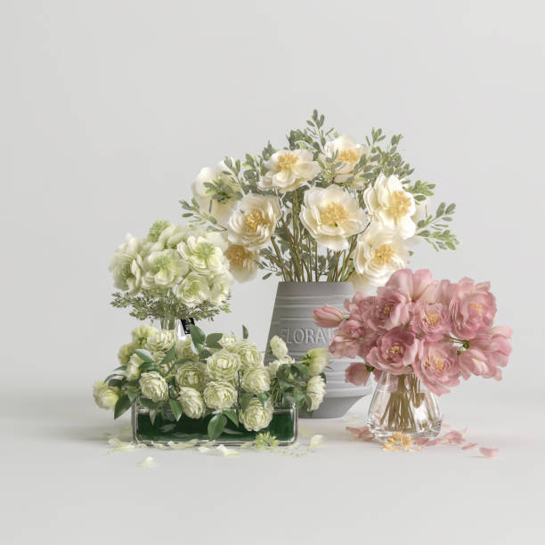 istock 3d illustration of set decorative flower vase inside isolated on white background 1408934198