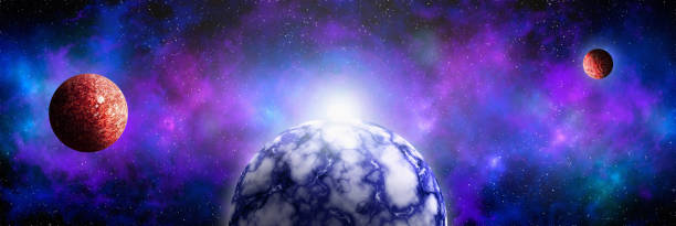 istock Unknown planet from outer space. Space nebula. Cosmic cluster of stars. Outer space background. 3D Illustration 1408937932