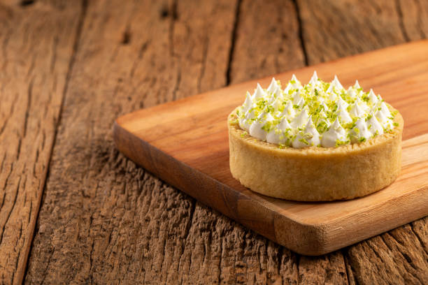Tasty lemon tartlet on the table.
