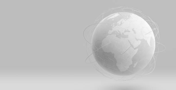 istock White earth globe with wireframe global network connection, detailed world map design for digital internet communication business 3D technology illustration. Elements of this image furnished by NASA 1408942942