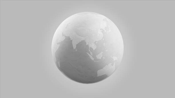 istock Clean white earth globe, rough detailed texture world map design with Asia continent view 3D illustration 1408943056