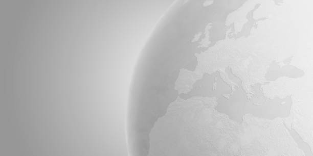 Clean white earth globe, rough detailed texture world map design with Europe continent view 3D illustration. Elements of this image furnished by NASA