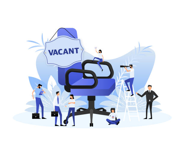 Office chair. We Are Hiring, Vacant positions. Hiring and recruiting vector art illustration