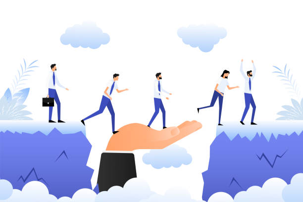 istock Cartoon icon with people chasm. Business concept. Team concept. 1408944658