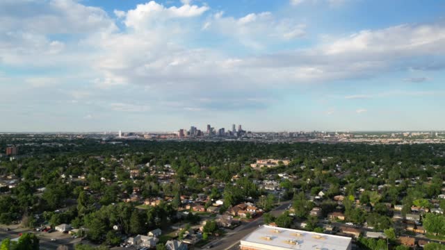 Aerial Hyperlapse Of Denver Skyline From Lakewood Colorado