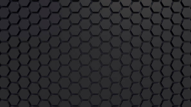 istock 3d hexagon abstract background. Black grid honeycomb texture digital futuristic surface. Technology, computers, network concept 1408945693