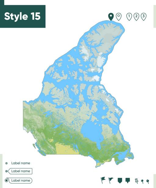 istock Canada - map with shaded relief, land cover, rivers, lakes, mountains. Biome map. 1408951959