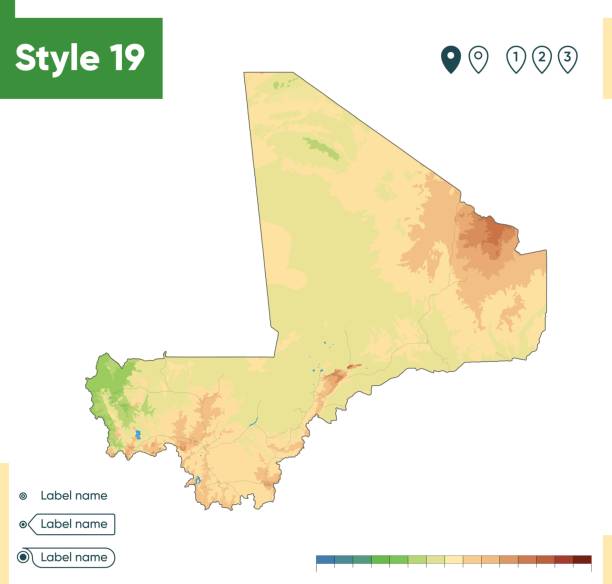 Mali High Detailed Physical Map Vector Map Dem Map Stock Illustration Mali High Detailed Physical Map Vector Map Dem Map 