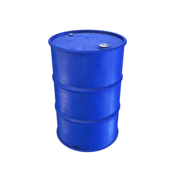 istock Blue color metal oil barrel, isolated on white background with clipping path, 3d rendering 1408955450
