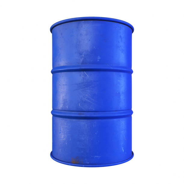 istock Blue color metal oil barrel, isolated on white background with clipping path, 3d rendering 1408955455