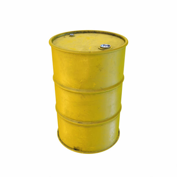 istock yellow metal barrel isolated on white background, 3d rendering 1408955458