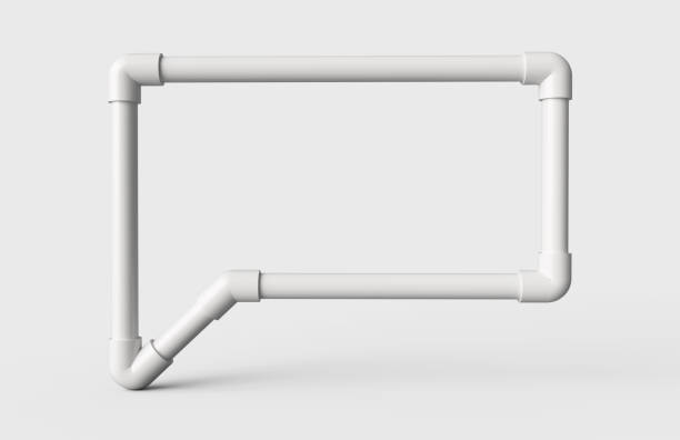 biała dymek wykonany z rur pvc izolowana ilustracja 3d - computer graphic digitally generated image three dimensional shape isolated on white zdjęcia i obrazy z banku zdjęć