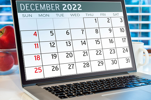 Calendar on computer screen