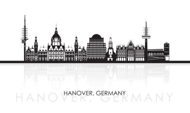 silueta panoramatické panorama města hannover, německo - hannover stock ilustrace