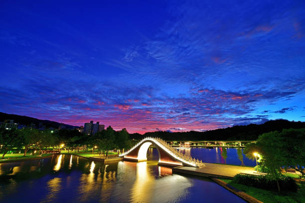Morning dawn light in Dahu Park, Taipei City