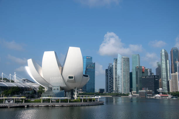 Singapore- May 15, 2022: ArtScience Museum at Marina Bay Sands in Singapore. It is one of the attractions at Marina Bay Sands