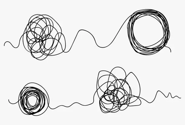 Vector illustration of Vector line art twine the ball of yarn