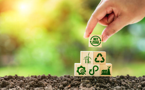 istock Net Zero and Carbon Neutral Concepts Net Zero Emissions Goals Weather neutral long-term strategy. 1409008223