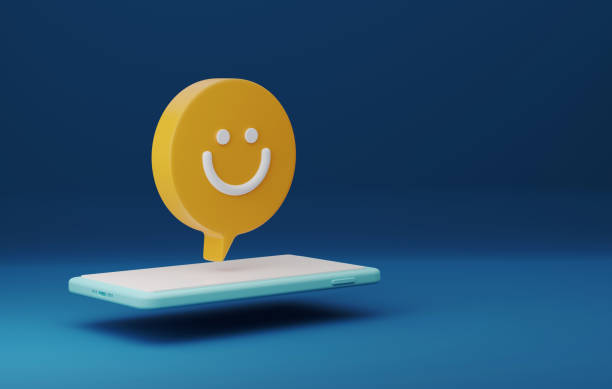 istock Send happy smiley face speech bubbles through your smartphone 1409008944