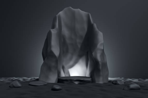 istock display dark mountain rock stone black volcanic igneous underworld pedestal mysterious galaxy star gate. 1409009498
