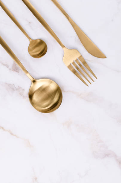 istock Clean golden metal cutlery 1409010854