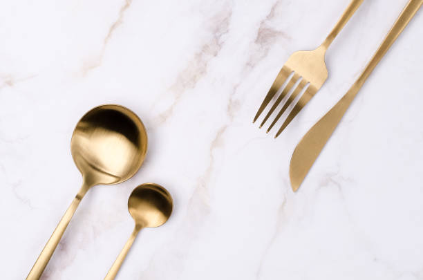 istock Clean golden metal cutlery 1409010860