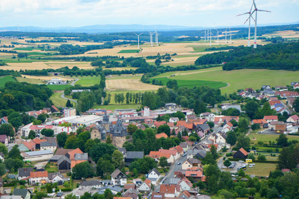 istock German village or town from above. Top view. Landscape. 1409016305