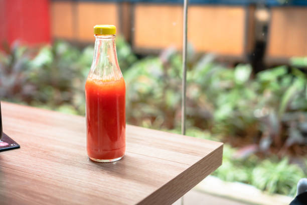 A bottle of Chili Sauce stock photo