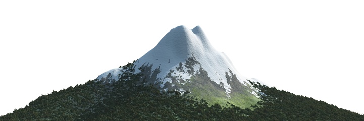 3D illustration snow-capped mountains Isolate on white background