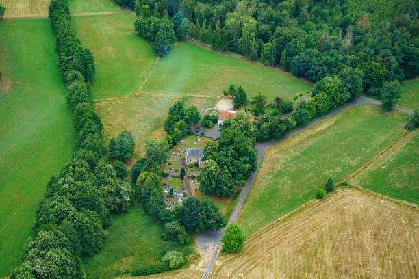 istock Landscape in Germany in summer from above. Top view. Nature, forests, fields. 1409020311