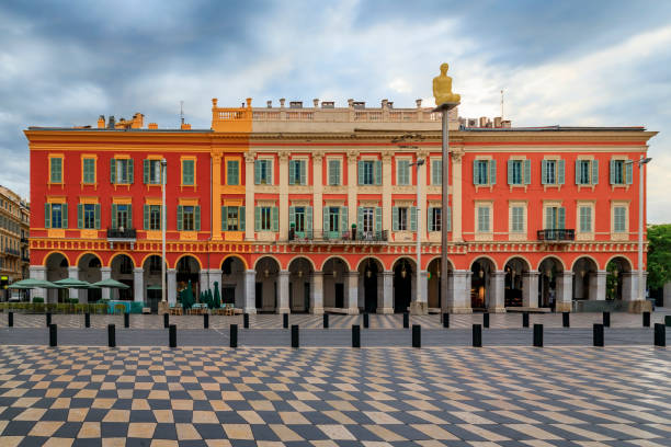 famous place massena in nice, french riviera, south of france - city of nice restaurant france french riviera imagens e fotografias de stock