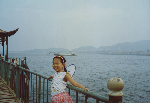 1980s Chinese Girl at the Seaside Old Photo of Real Life