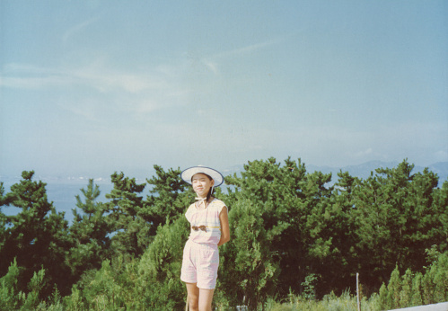 1990s Chinese Girl on the Mountain Old Photo of Real Life