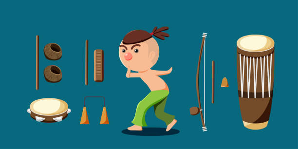 istock Young athlete and Brazilian Capoeira Music Instruments with equipment 1409035264