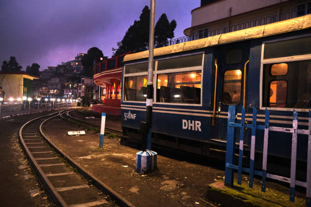 Darjeeling, West Bengal, India - 22 June 2022, Darjeeling Himalayan Railway at Station, Darjeeling Himalayan railway is a UNESCO world heritage site. , Selective focus.
