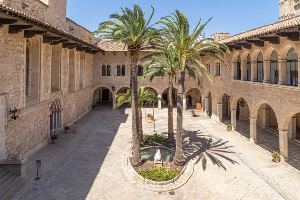 Palma,Mallorca, Spain on 25 June 2022:The Royal Palace of La Almudaina, which dates back to the 14th century, is the official residence of the King and Queen during their stays in Majorca