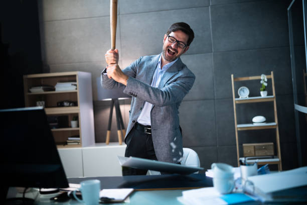 istock Man Rage In Office. Stress, Anger 1409041628