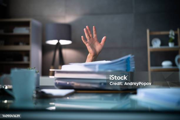 Paperwork Bureaucracy Stress At Work Stock Photo - Download Image Now - Drowning, Over-Burdened, Occupation