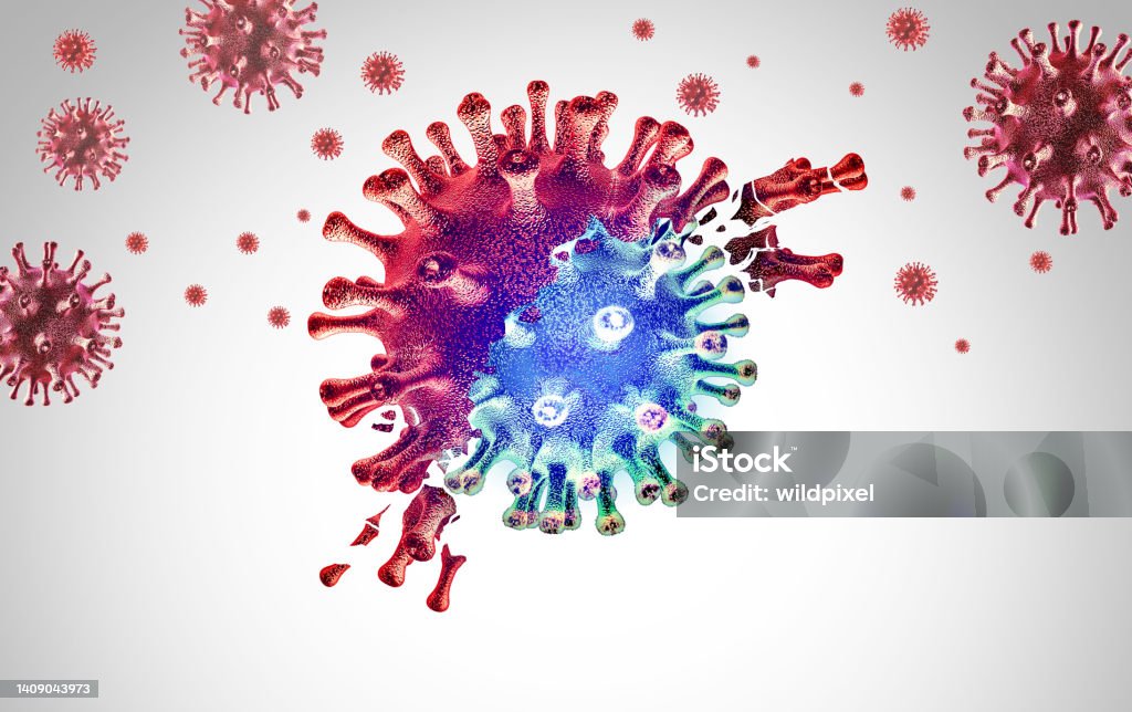 Variant Outbreak Subvariant Virus Spreading as viral pathogens Mutating variants and mutation as a transmissible health risk concept and new COVID-19 outbreak or coronavirus mutations and influenza background as a 3D render. Long COVID Stock Photo
