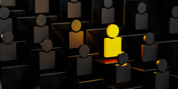 istock To Be Different Concept, One Man Glowing Among Other People in Dark Condition. 3D Rendering 1409044320