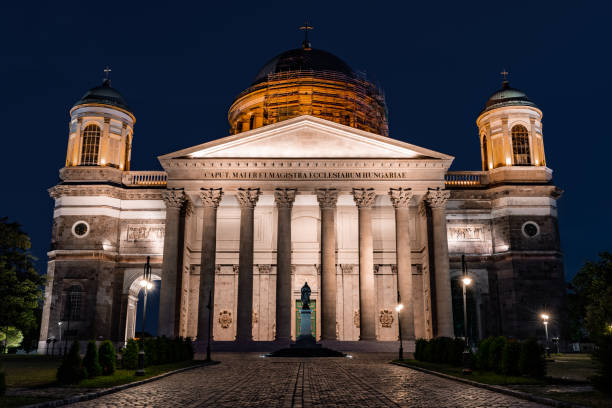istock Esztergom Basilica under renovation at night in Hungary 1409048049