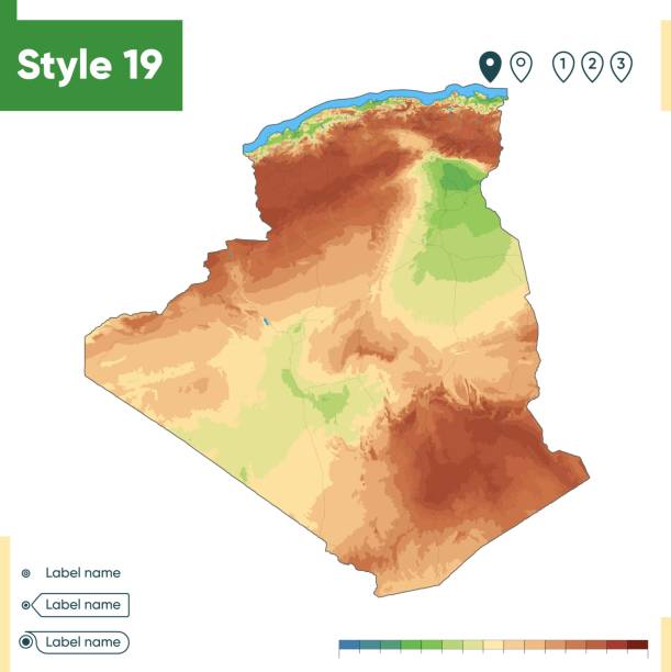 Algeria High Detailed Physical Map Vector Map Dem Map Stock Algeria High Detailed Physical Map Vector Map Dem Map 