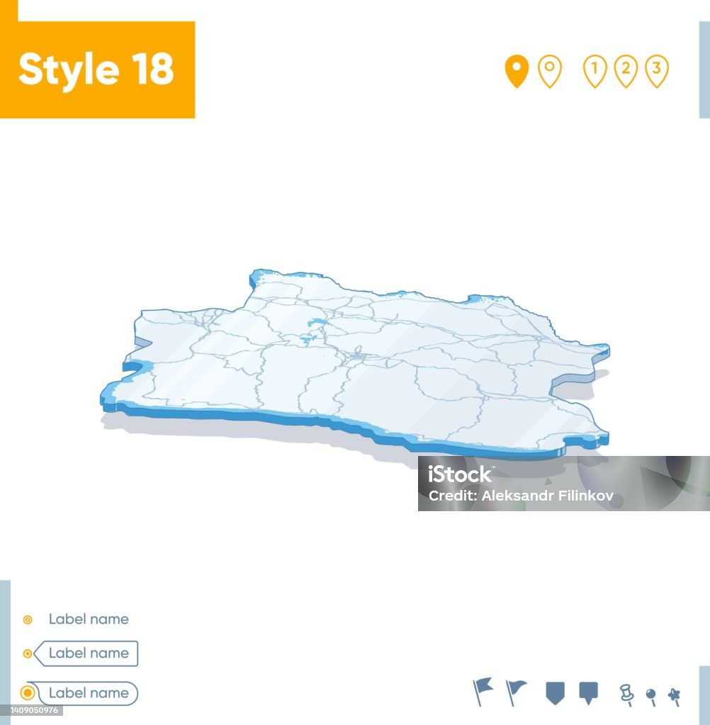 West Java Indonesia 3d Map On White Background With Water And Roads ...