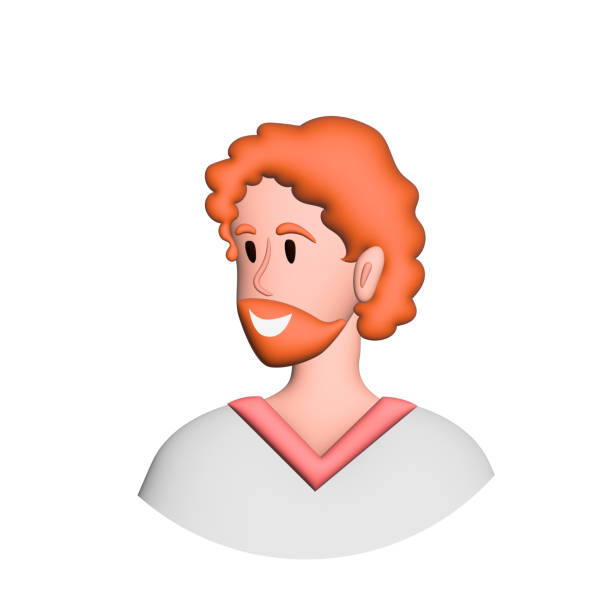 3d rendered character - brown hair and eyes. Beard and mustache.