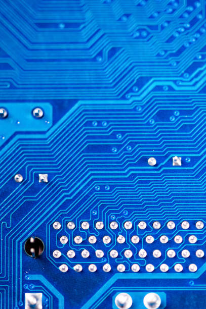 istock Close-up of a printed blue computer circuit board 1409052121