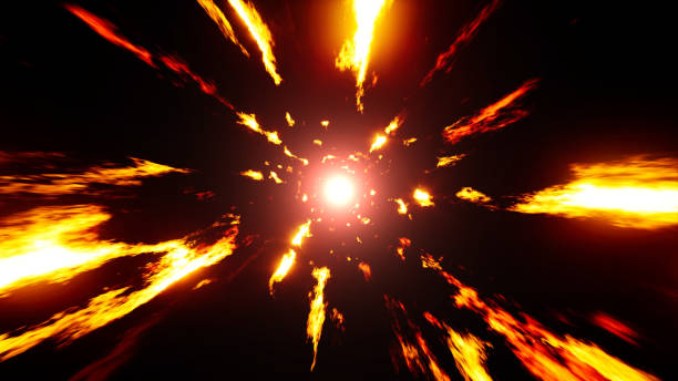 istock Blazing Red Energy Core with Fire Particles 1409054660