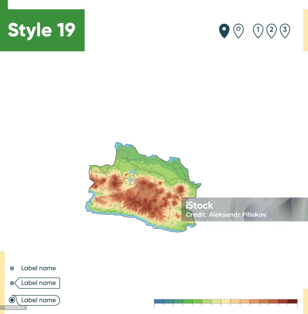 West Java Indonesia High Detailed Physical Map Vector Map Dem Map Stock ...