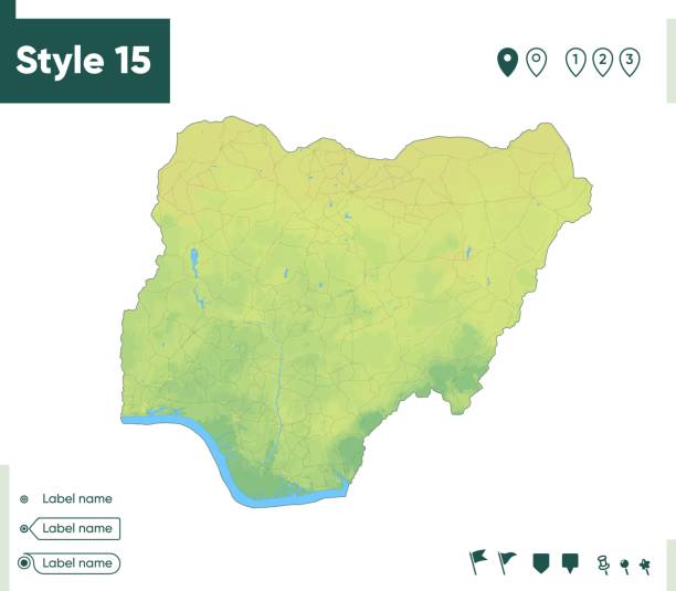 Nigeria Map With Shaded Relief Land Cover Rivers Lakes Mountains Biome Nigeria Map With Shaded Relief Land Cover Rivers Lakes Mountains Biome Map 
