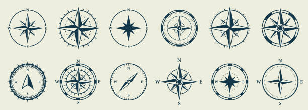 Windrose Silhouette Icon Set. Compass Nautical Navigator Cartography Glyph Pictogram. Rose Wind Navigator Icon. Adventure Direction to North South West East Sign. Isolated Vector Illustration Windrose Silhouette Icon Set. Compass Nautical Navigator Cartography Glyph Pictogram. Rose Wind Navigator Icon. Adventure Direction to North South West East Sign. Isolated Vector Illustration. dividers stock illustrations